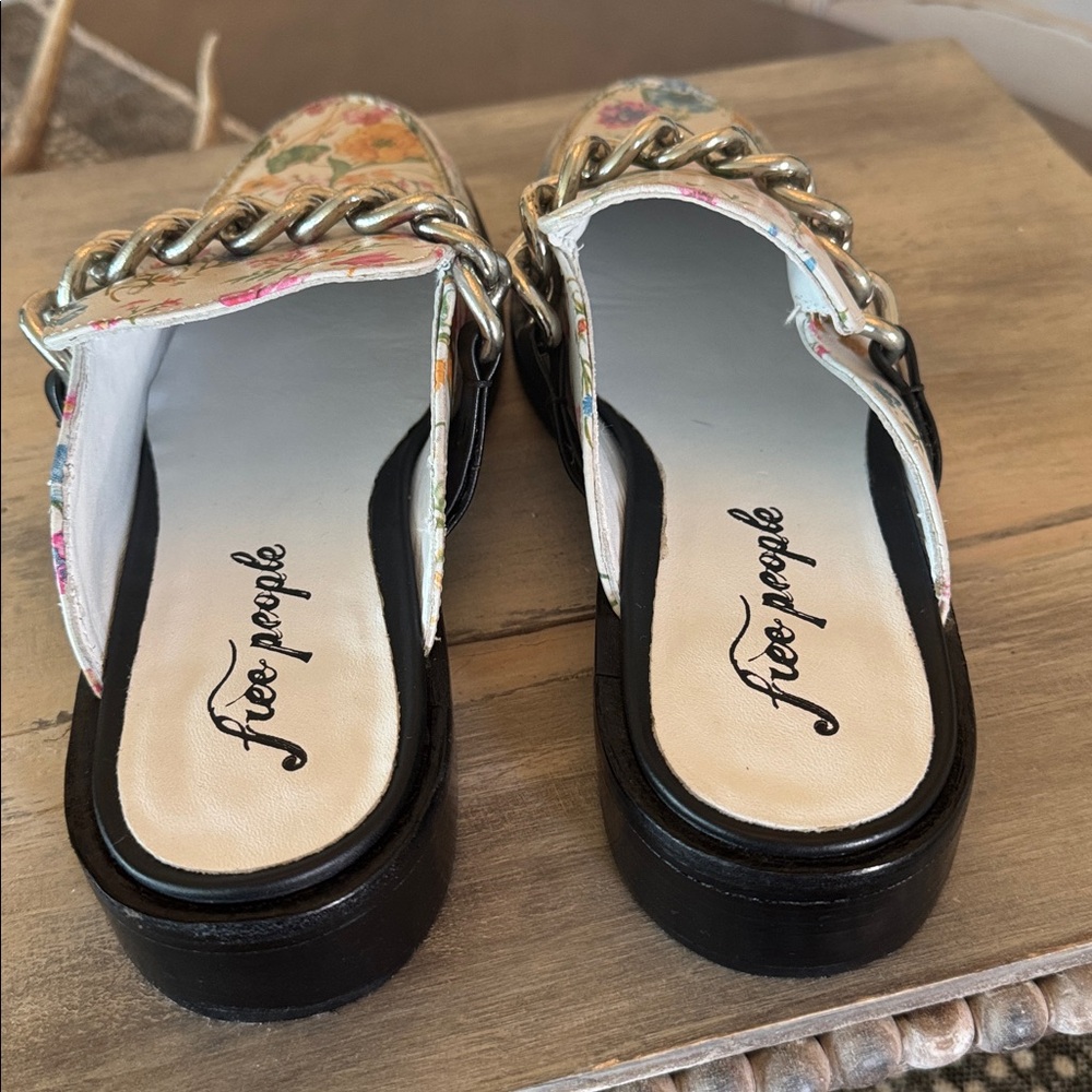 Free People new Floral Vida Chain Mules - Ivory and Multicolor - Picture 3 of 8